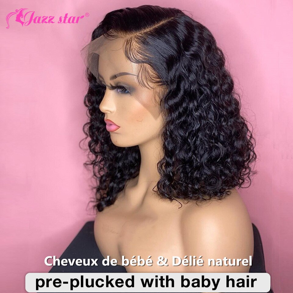 Brazilian Deep Wave Wig Bob Lace Front Wig 13x4 Lace Front Human Hair Wigs Jazz Star Hair Non-Remy Perruque Cheveux Humain