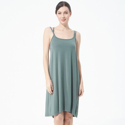 Women's night dress fashion sexy backless nightgown plus size bottoming ladies home wear nightshirt cross strap dresses 2XL-7XL