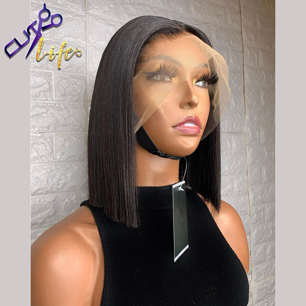 Short Straight Wigs Remy Natural Hair Wigs 13X4 Lace Frontal Wigs Human Hair Wigs Pre Plucked Brazilian 4X4 Lace Closure Wig