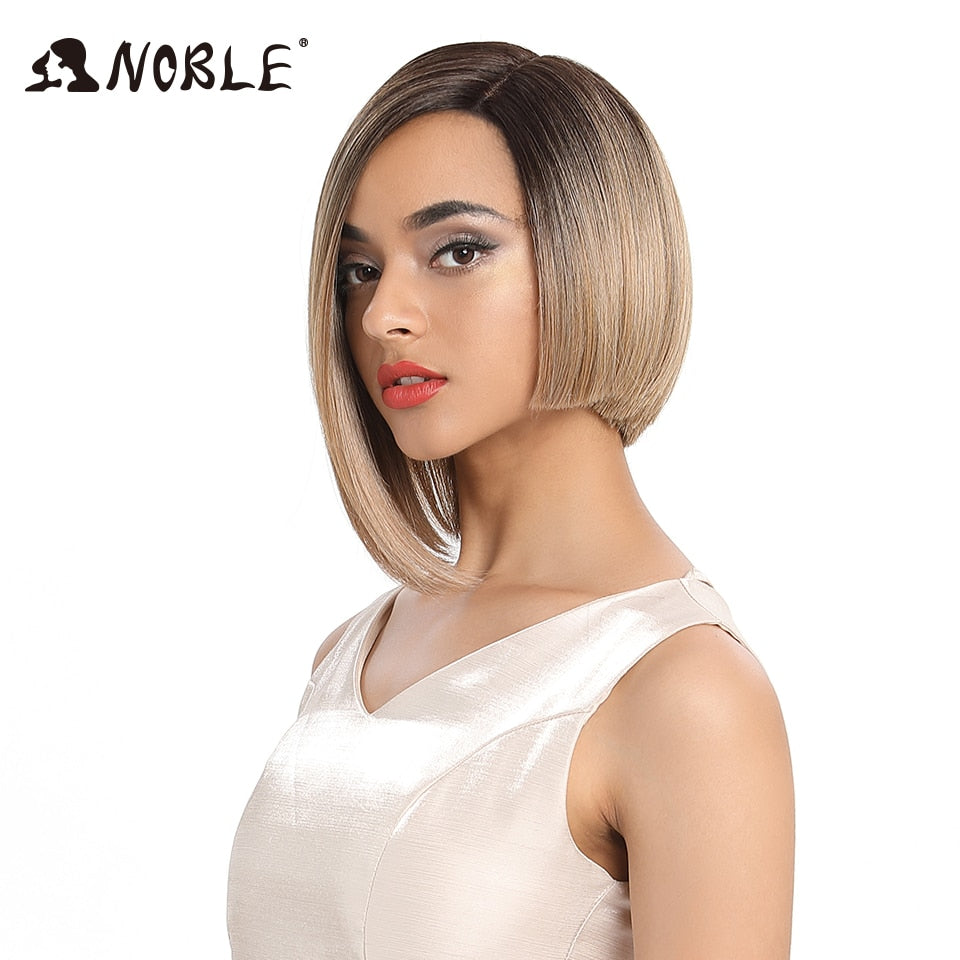 Noble Wigs For Women Synthetic Lace Wig Straight Short Wig 12" Ombre Blonde Wig Synthetic Lace Wig Cosplay Blonde Lace Wig