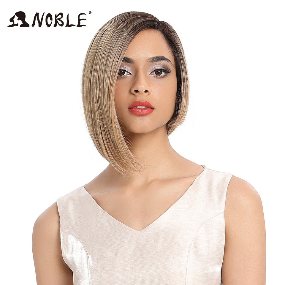 Noble Wigs For Women Synthetic Lace Wig Straight Short Wig 12" Ombre Blonde Wig Synthetic Lace Wig Cosplay Blonde Lace Wig