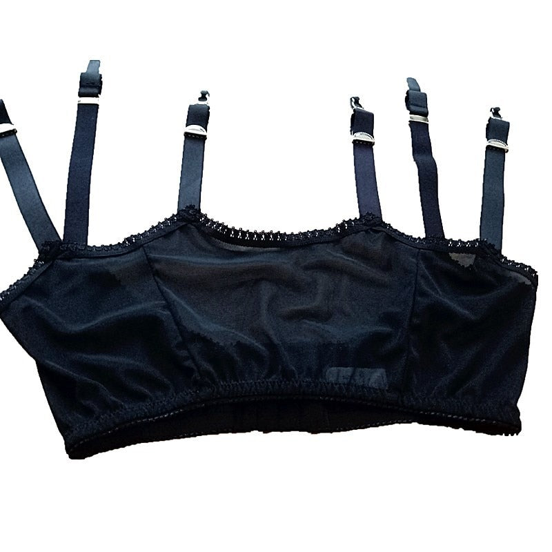 Mesh Garter Belt Plus Size Black Suspender Belt with Six Straps Metal Clip for Women's Stockings Lingerie 3XL