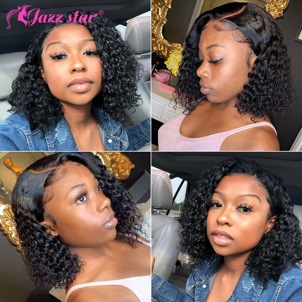Brazilian Deep Wave Wig Bob Lace Front Wig 13x4 Lace Front Human Hair Wigs Jazz Star Hair Non-Remy Perruque Cheveux Humain