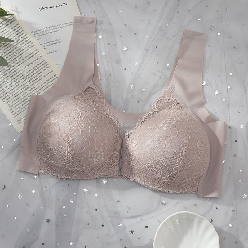 Plus Size Bra Sexy Bralette Crop Top Underwear Push Up M-5XL Seamless Bra Lace Front Closure Brassiere Lingerie Female