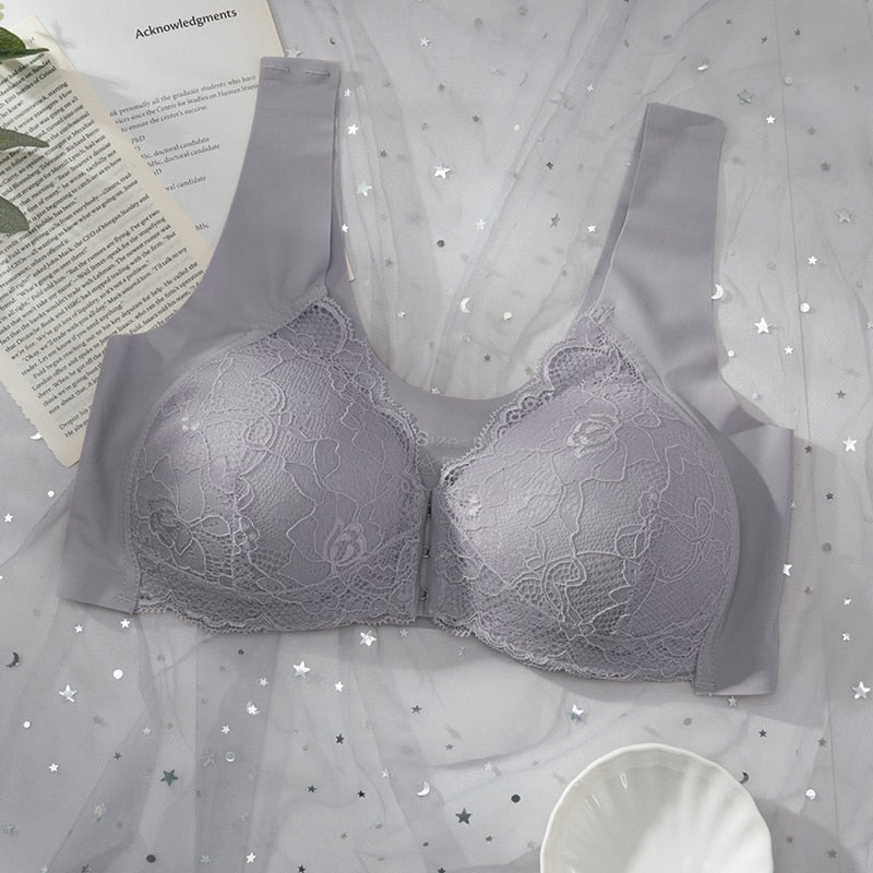 Plus Size Bra Sexy Bralette Crop Top Underwear Push Up M-5XL Seamless Bra Lace Front Closure Brassiere Lingerie Female