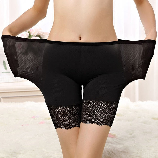 Seamless Underwear Shorts Women Soft Cotton Safety Short Pants Female Sexy Lace Black Boxers Women Plus Size Boyshort Panties