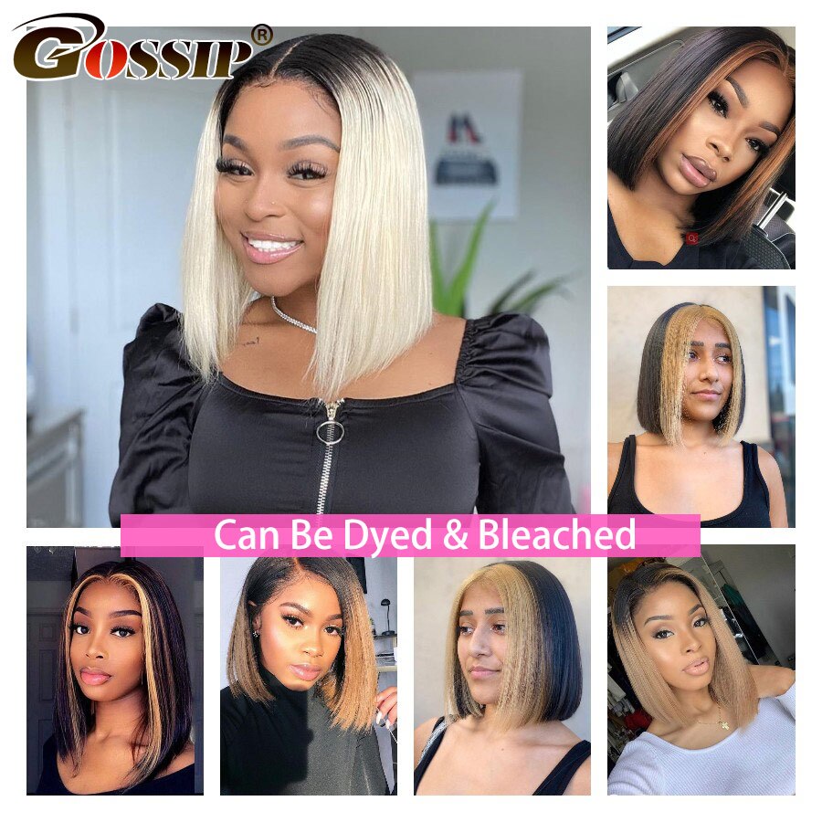 Highlight Wig Human Hair Straight 4x4 Highlight Bob Wig Short Bob Closure Wig Lace Front Wig Human Hair Wigs For Women Remy