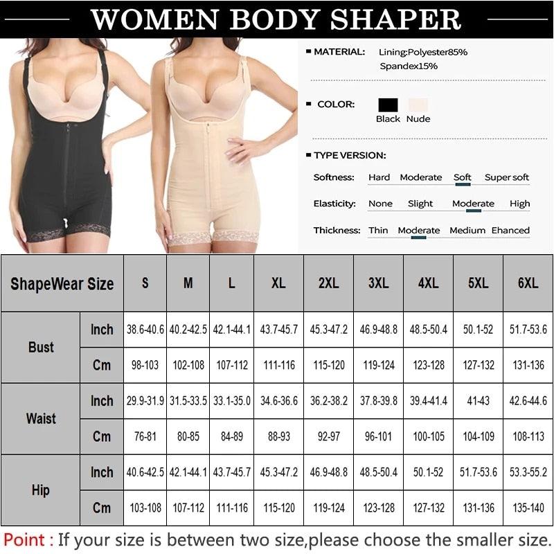 Fajas Reductoras Plus Size S-6XL Magic Full Body Shaper Bodysuit Slimming Waist Trainer Girdle Thigh Trimmer Weight Loss Corset