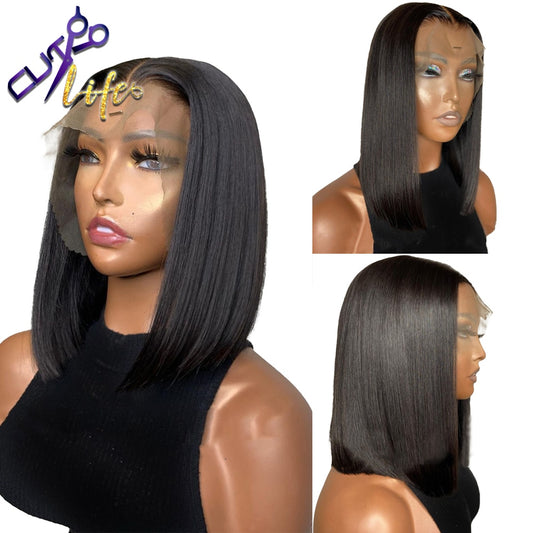 Short Straight Wigs Remy Natural Hair Wigs 13X4 Lace Frontal Wigs Human Hair Wigs Pre Plucked Brazilian 4X4 Lace Closure Wig