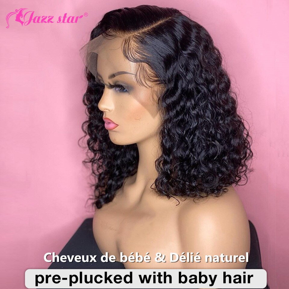 Brazilian Deep Wave Wig Bob Lace Front Wig 13x4 Lace Front Human Hair Wigs  Jazz Star Hair Non-Remy Perruque Cheveux Humain