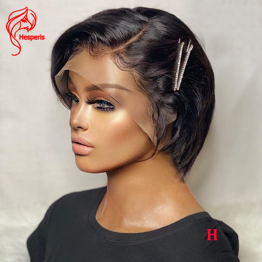 Hesperis Bob Silk Base Lace Front Wigs Pre Plucked Brazilian Remy Pixie Cut Lace Front Human Hair Wigs Short Bob Human Hair Wigs