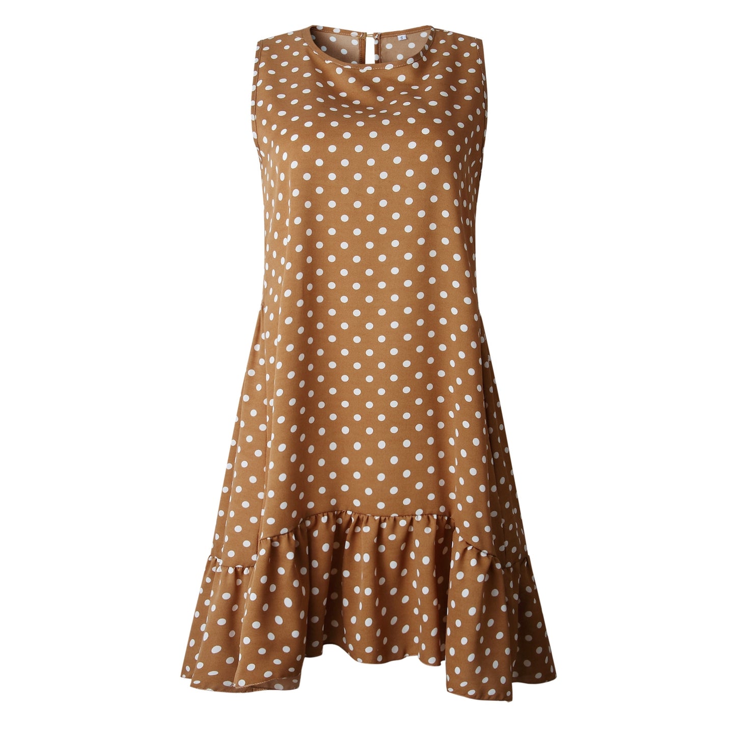 Lossky Women Summer Dress Polka Dot Chiffon Sleeveless Beach Mini Casual Yellow Sundress 2022 Fashion Plus Size Dress For Women