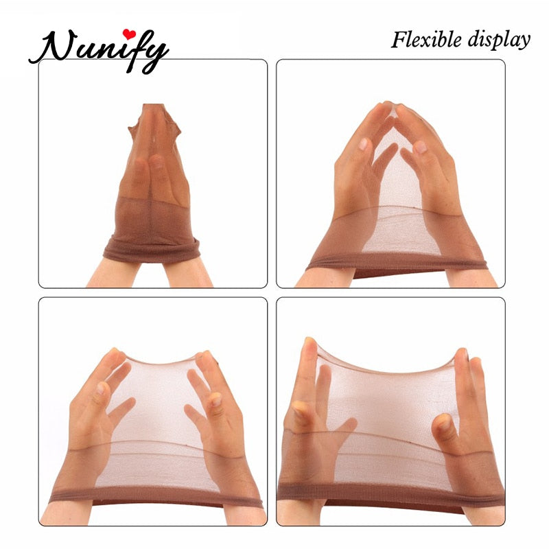 Nunify Nude Mesh Net Wig Caps With Closed End For Wigs 2Pcs/Pack Free Size Stocking Cap Red Coffee Black Begie Brown 6 Colors