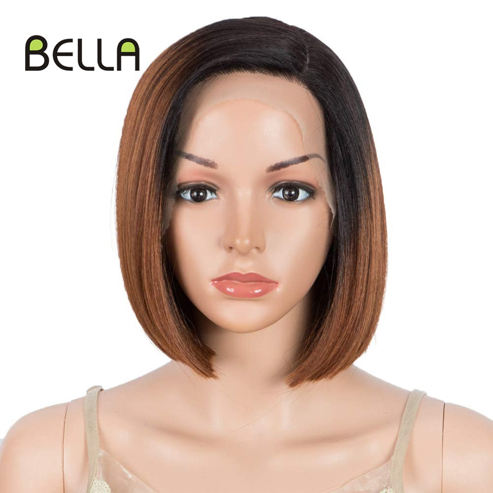 Bella Bob Wig Lace Wig Synthetic Short Bob 10 Inch Blonde 613 Ombre Red Heat Resistant Short Hair Cosplay Wigs For Black Women