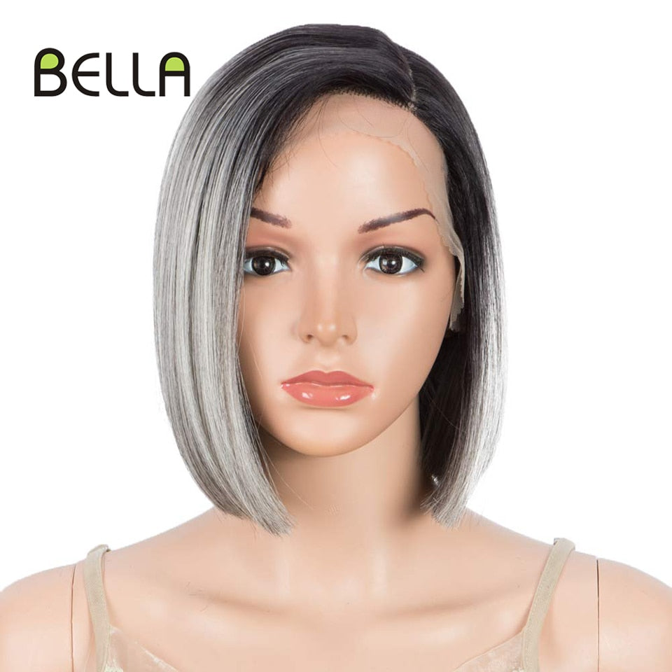 Bella Bob Wig Lace Wig Synthetic Short Bob 10 Inch Blonde 613 Ombre Red Heat Resistant Short Hair Cosplay Wigs For Black Women