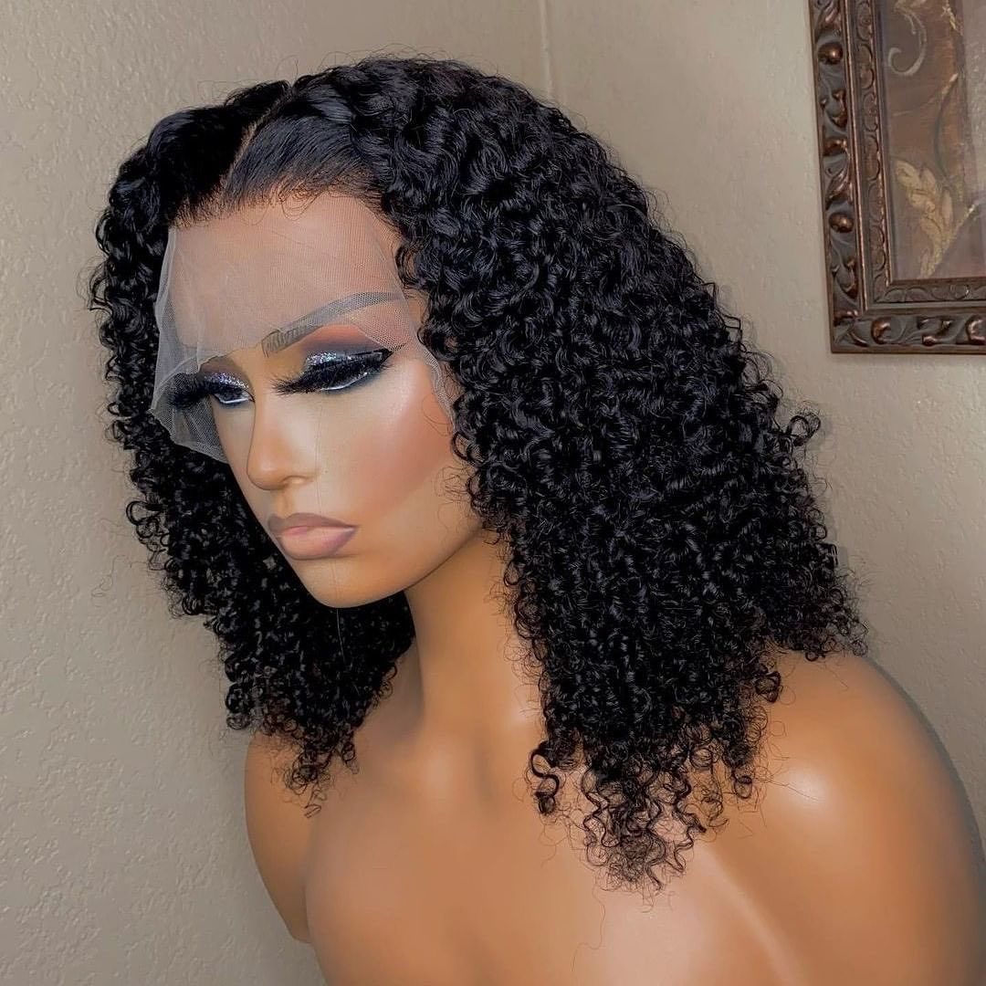 Jerry Curly 13x4 Lace Front Wig Short Bob Frontal Human Hair Wigs Deep Wave Brazilian Remy PrePlucked 4x4 Closure 180 Density