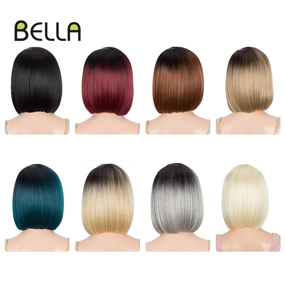 Bella Bob Wig Lace Wig Synthetic Short Bob 10 Inch Blonde 613 Ombre Red Heat Resistant Short Hair Cosplay Wigs For Black Women