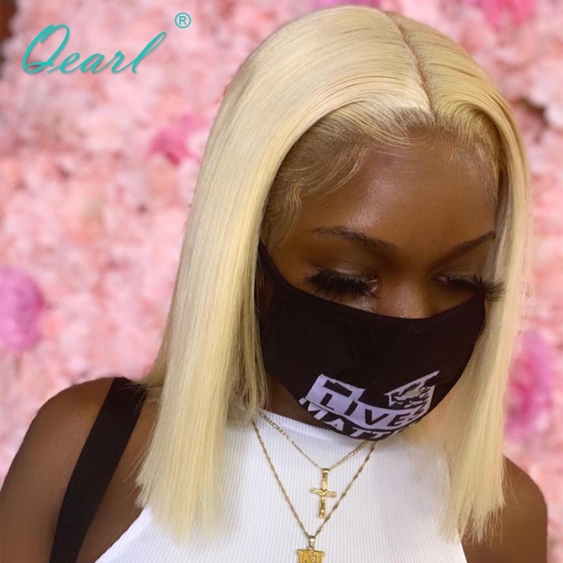 Ashy Grey Blonde Human Hair Lace Front Wig Short Bob Straight Frontal Wigs Platinum White Highlights 13x1 Virgin Hair 150% Qearl