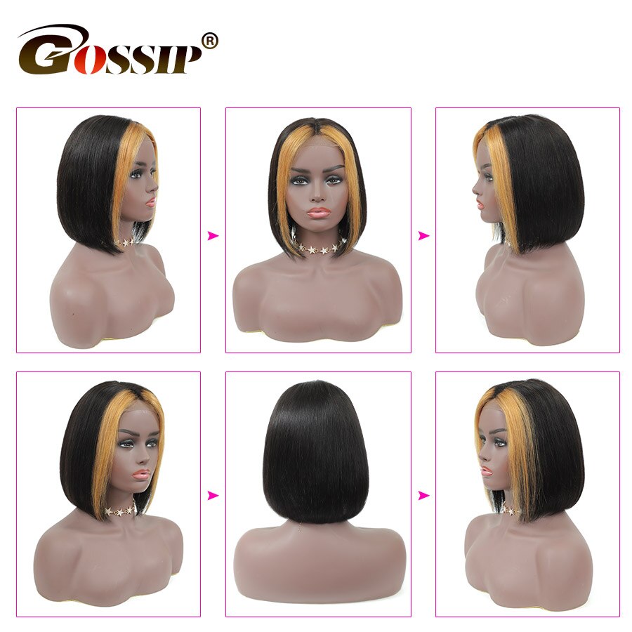 Highlight Wig Human Hair Straight 4x4 Highlight Bob Wig Short Bob Closure Wig Lace Front Wig Human Hair Wigs For Women Remy