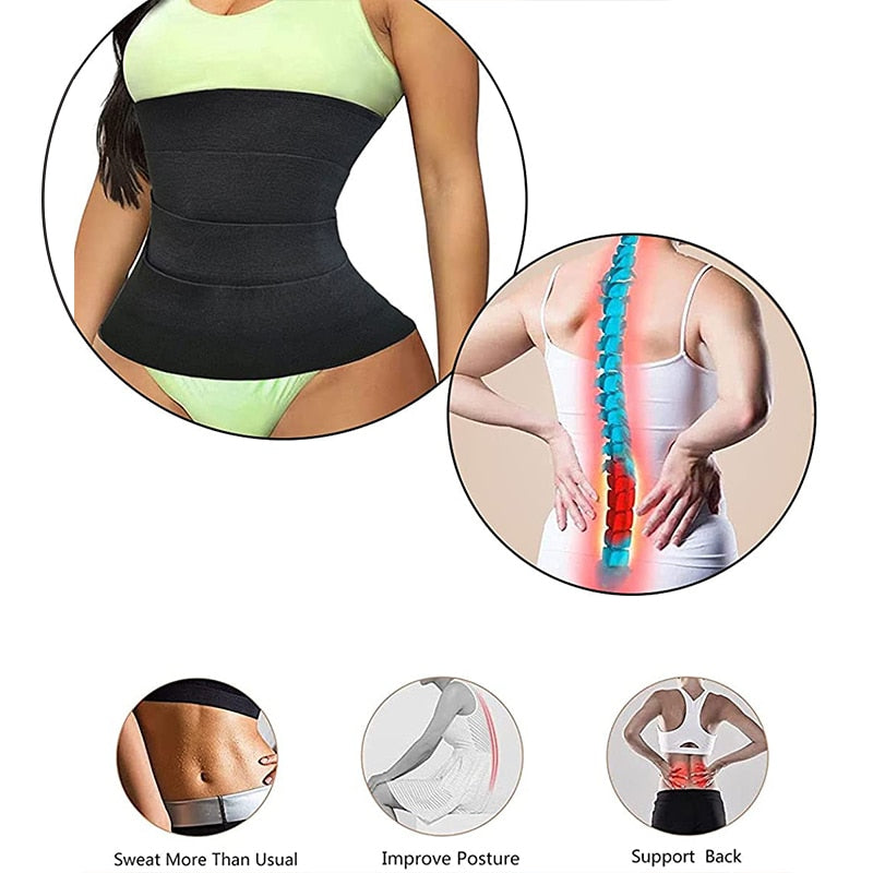 New Bandage Wrap Waist Trainer Tape Quick Snatch Tummy Trimmer Lumbar Support Cincher Neoprene Sweat Sauna Body Shaper Plus Size