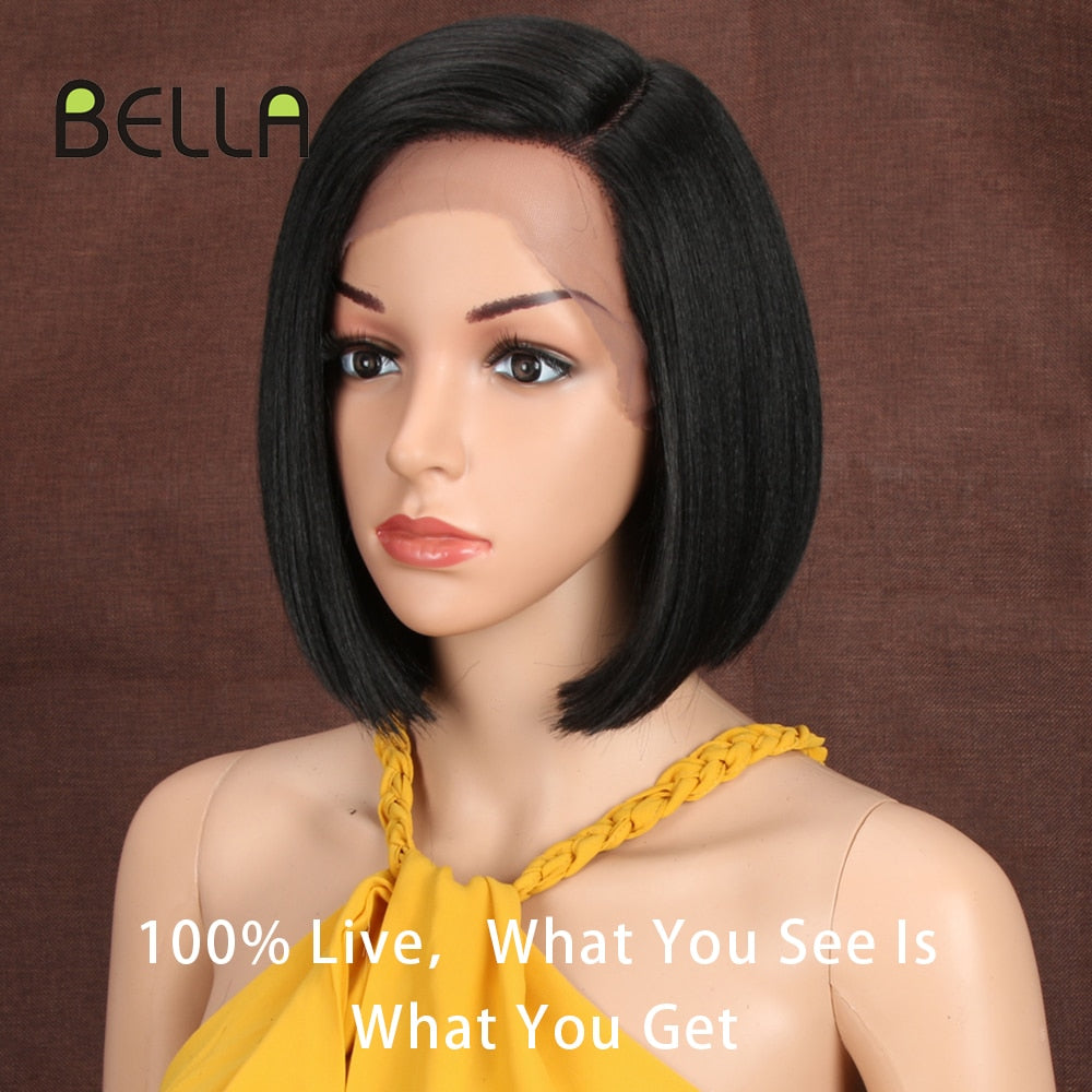 Bella Bob Wig Lace Wig Synthetic Short Bob 10 Inch Blonde 613 Ombre Red Heat Resistant Short Hair Cosplay Wigs For Black Women