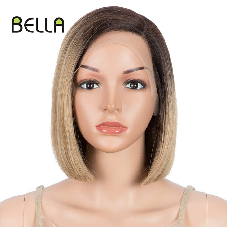 Bella Bob Wig Lace Wig Synthetic Short Bob 10 Inch Blonde 613 Ombre Red Heat Resistant Short Hair Cosplay Wigs For Black Women