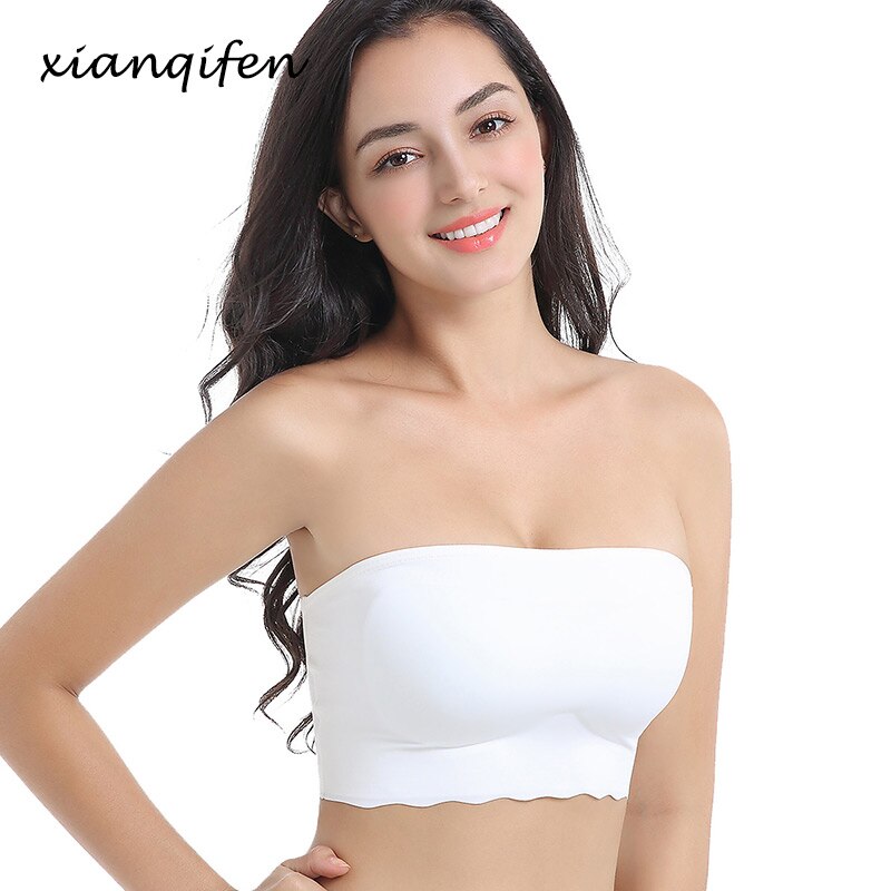 Xianqifen strapless sexy lingerie tube top bh bras for women plus size thinpadded bralette brassiere girl seamless wireless SML