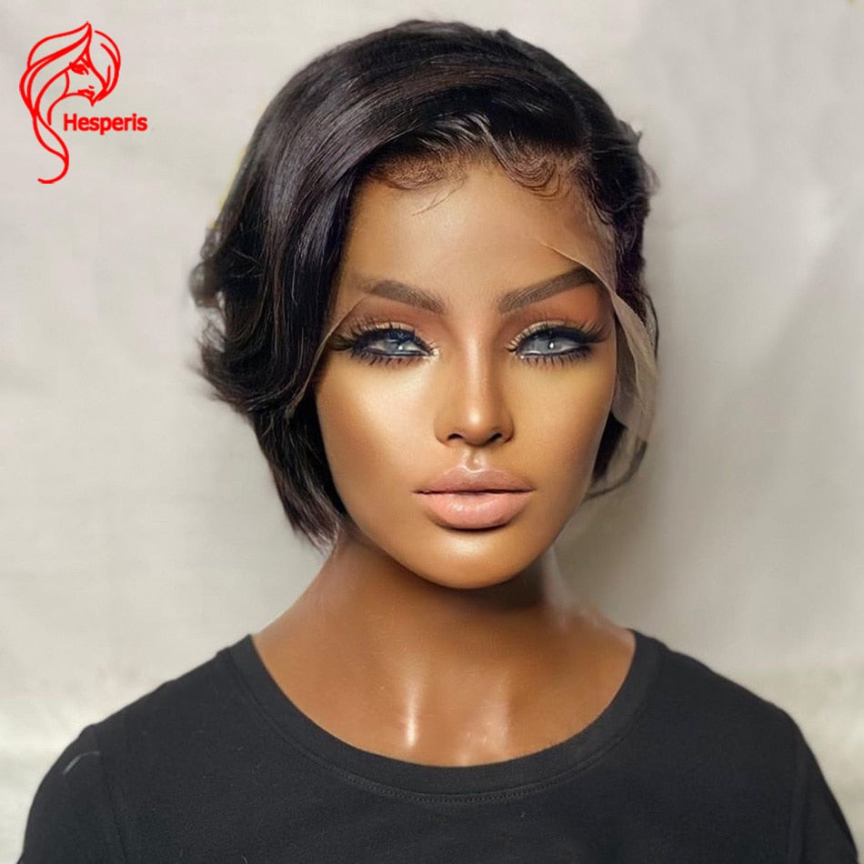 Hesperis Bob Silk Base Lace Front Wigs Pre Plucked Brazilian Remy Pixie Cut Lace Front Human Hair Wigs Short Bob Human Hair Wigs