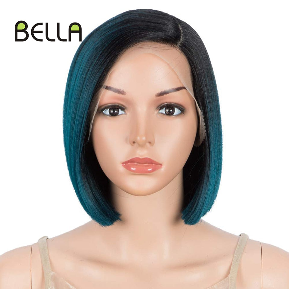 Bella Bob Wig Lace Wig Synthetic Short Bob 10 Inch Blonde 613 Ombre Red Heat Resistant Short Hair Cosplay Wigs For Black Women