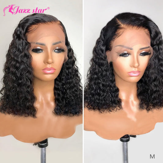 Brazilian Deep Wave Wig Bob Lace Front Wig 13x4 Lace Front Human Hair Wigs  Jazz Star Hair Non-Remy Perruque Cheveux Humain