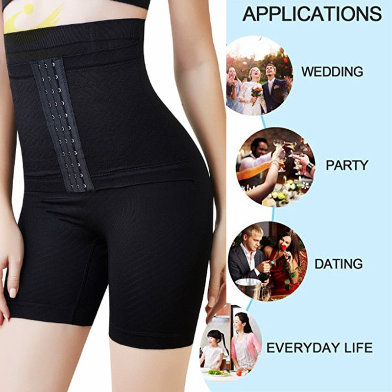 LAZAWG Butt Lifter Body Shaper Panties Firm Belly Tummy Control Shapewear Thigh Slimmer Girdle Shorts with Hook Waist Trainer