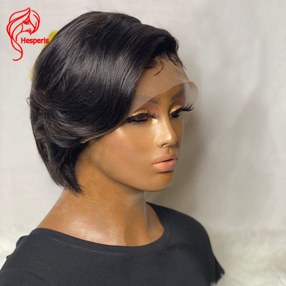 Hesperis Bob Silk Base Lace Front Wigs Pre Plucked Brazilian Remy Pixie Cut Lace Front Human Hair Wigs Short Bob Human Hair Wigs