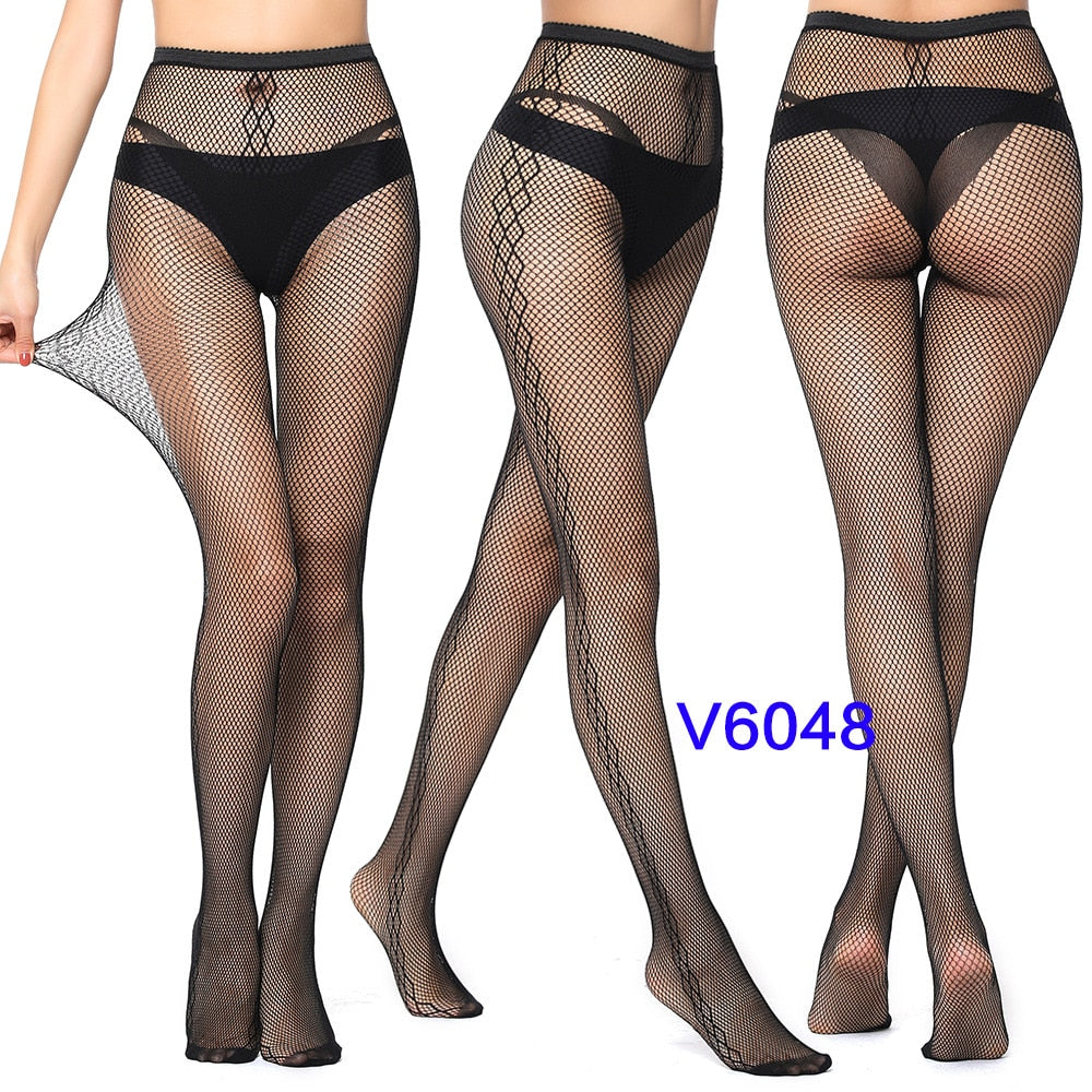 New Arrival Black Plaid Women Pantyhose Sexy Solid Large Mesh Tight Pattern For Girls Fishnet Stockings Plus Size