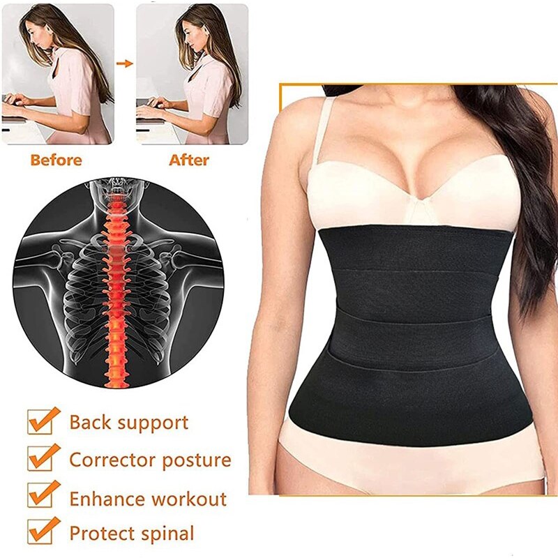 New Bandage Wrap Waist Trainer Tape Quick Snatch Tummy Trimmer Lumbar Support Cincher Neoprene Sweat Sauna Body Shaper Plus Size