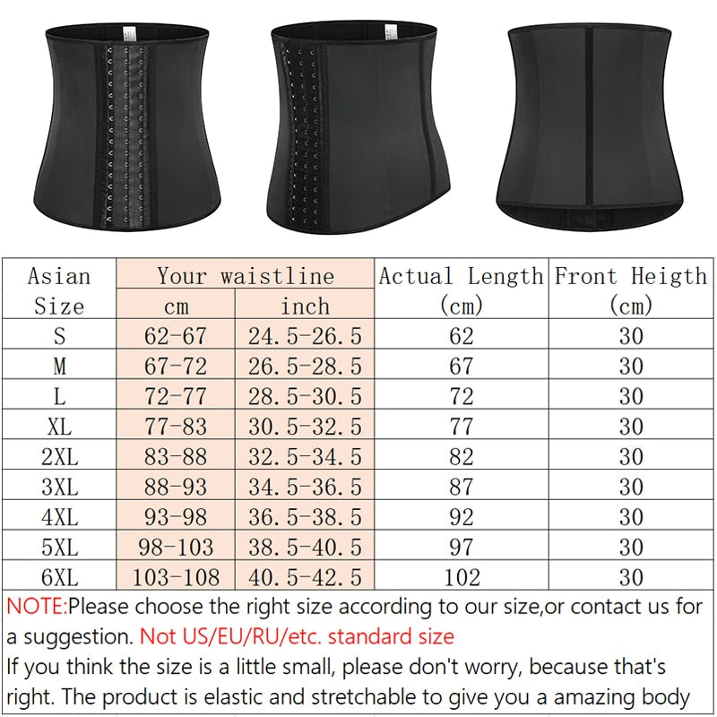 Latex Waist Trainer Corset 9 Steel Bone Shapewear Body Shaper Slimming Belt Waist Shaper Girdle Workout Tummy Control Women Plus