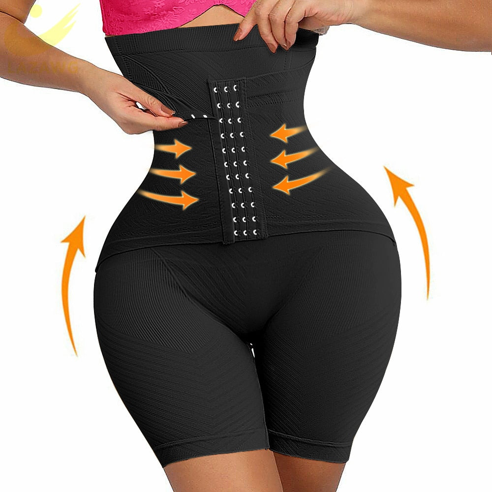 LAZAWG Butt Lifter Body Shaper Panties Firm Belly Tummy Control Shapewear Thigh Slimmer Girdle Shorts with Hook Waist Trainer