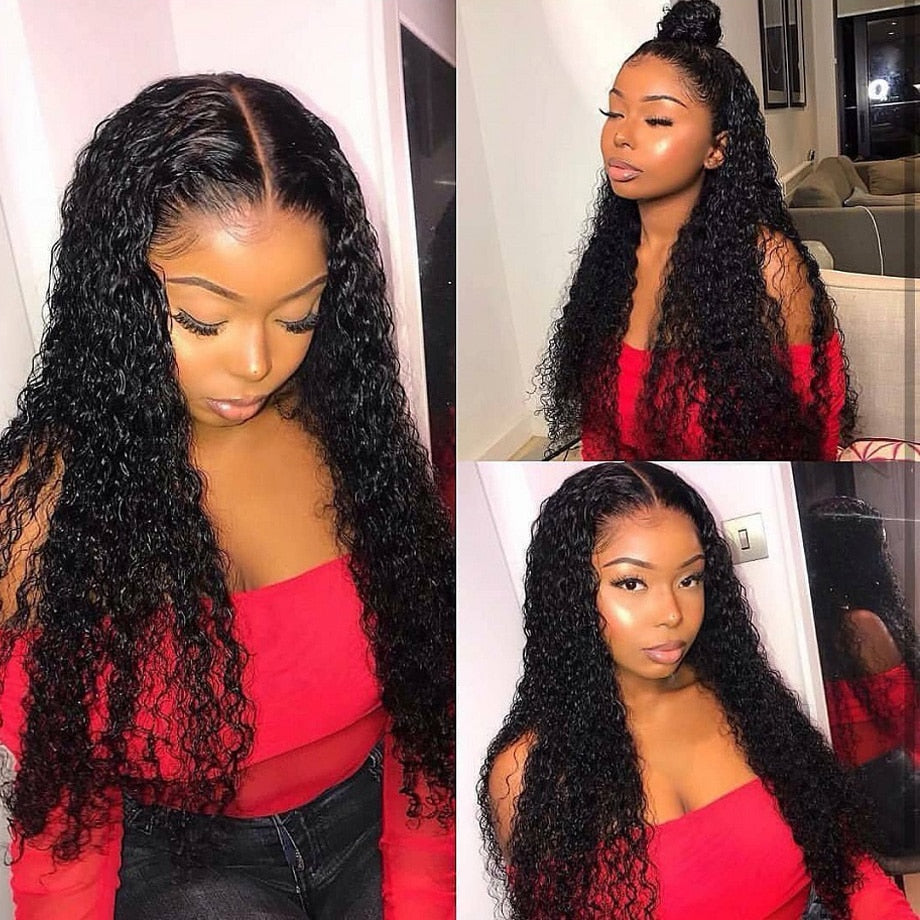 lace front human hair wigs for Black Women deep wave curly hd frontal bob wig brazilian afro short long 30 inch water wig full