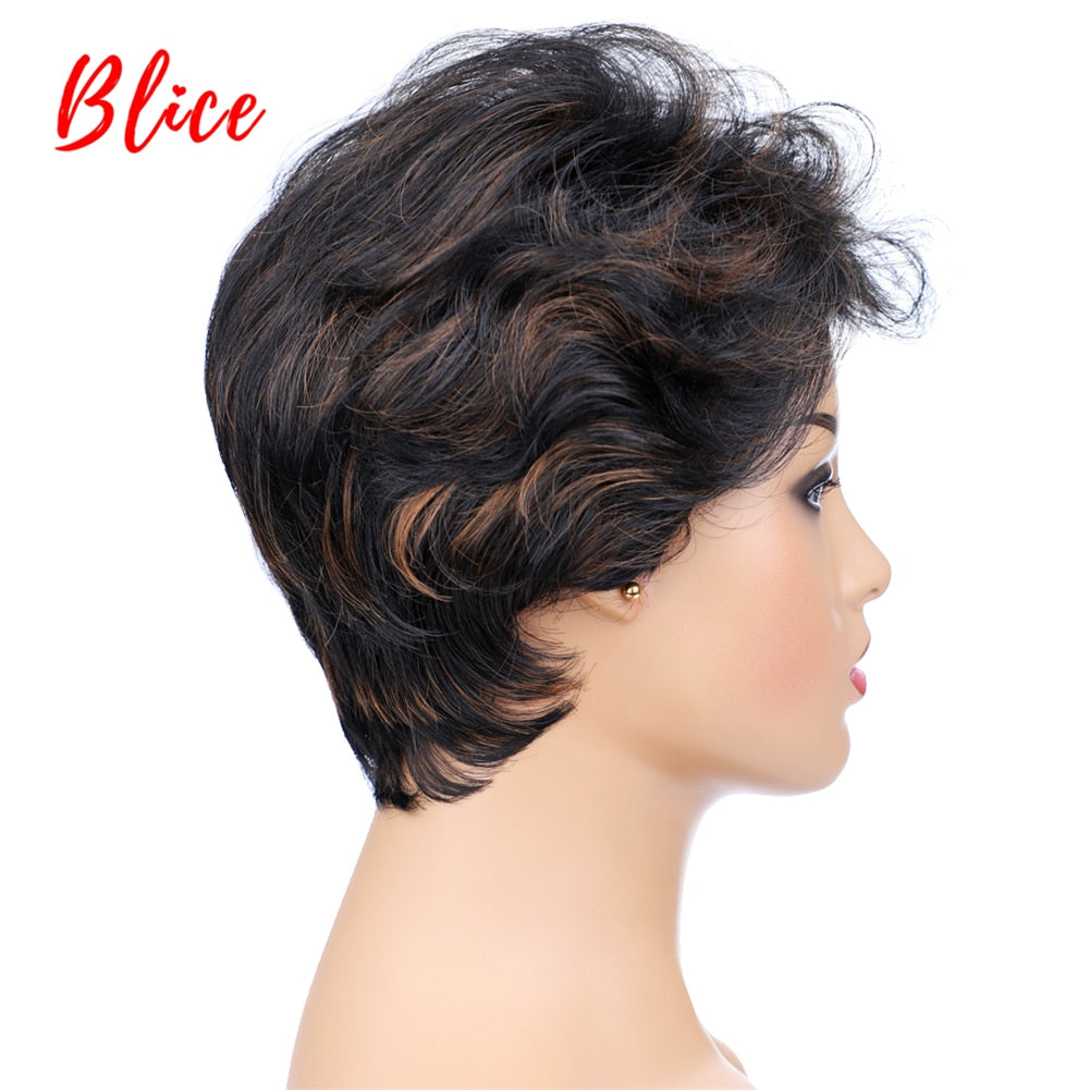 Blice Synthetic Hair Mix Color Short Natural Wave For Women Free Shipping Heat Resistant Kanekalon Wig P1B/30 Daily Wigs