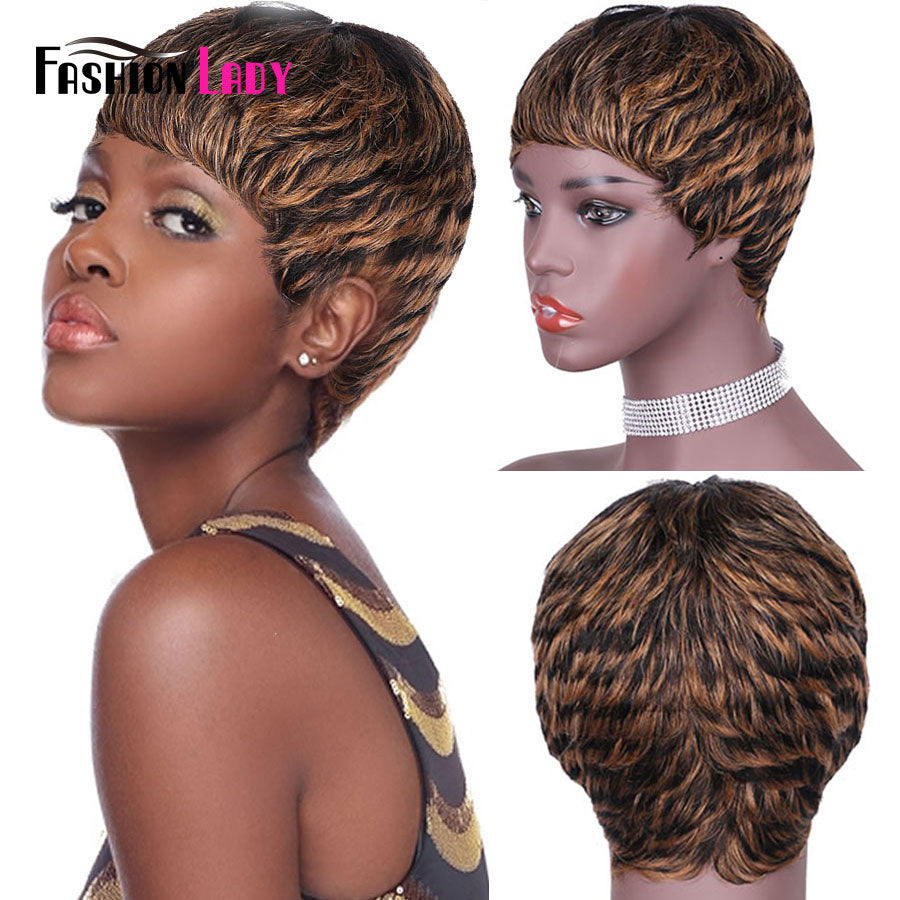 Short Pixie Cut Wig Human Hair Wigs For Black Women Fashion Lady Brazilian Straight Remy Glueless Machine Made Short Hair Wigs