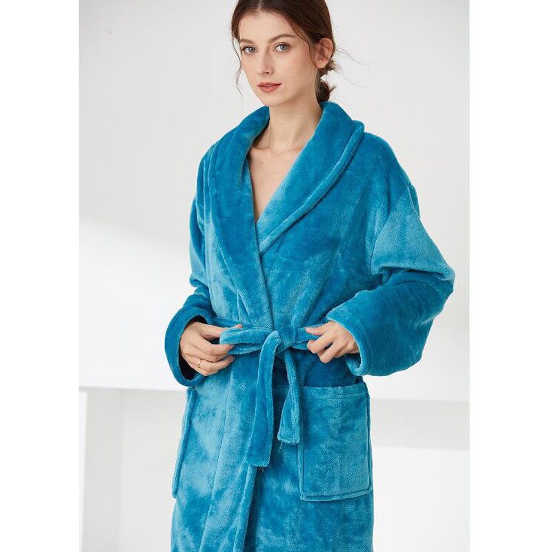 Plus size winter couples bathrobes women quality thicken robes coral velvet kimono robes women long-sleeved dressing gown