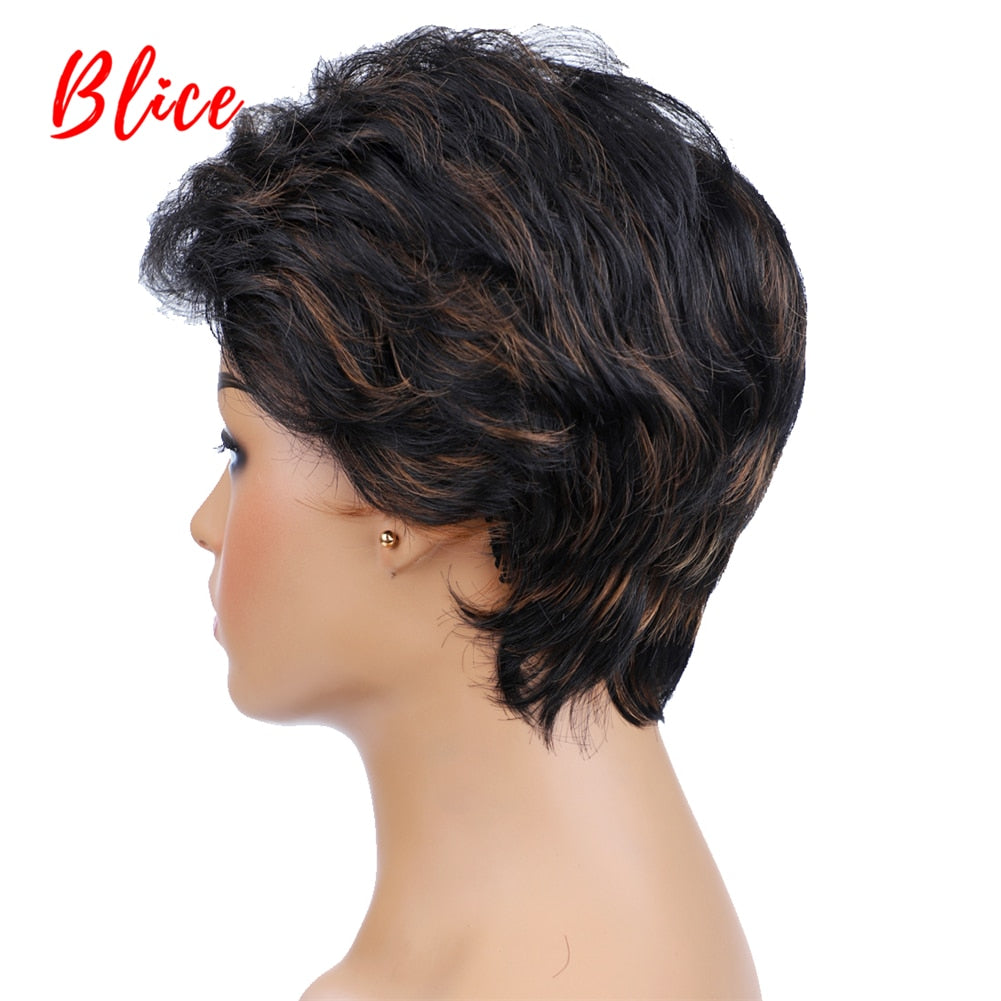 Blice Synthetic Hair Mix Color Short Natural Wave For Women Free Shipping Heat Resistant Kanekalon Wig P1B/30 Daily Wigs