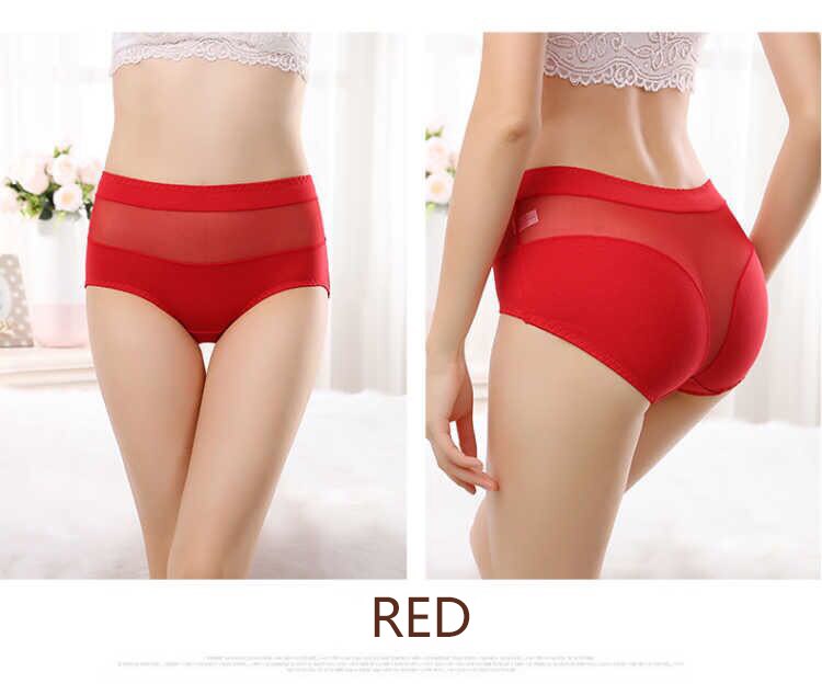 New style push up ladies cotton high waist hip-lift sexy panties high-elasticity plus size mesh lace triangular underwear women