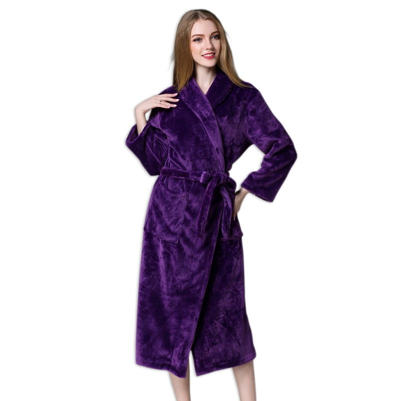 Plus size winter couples bathrobes women quality thicken robes coral velvet kimono robes women long-sleeved dressing gown