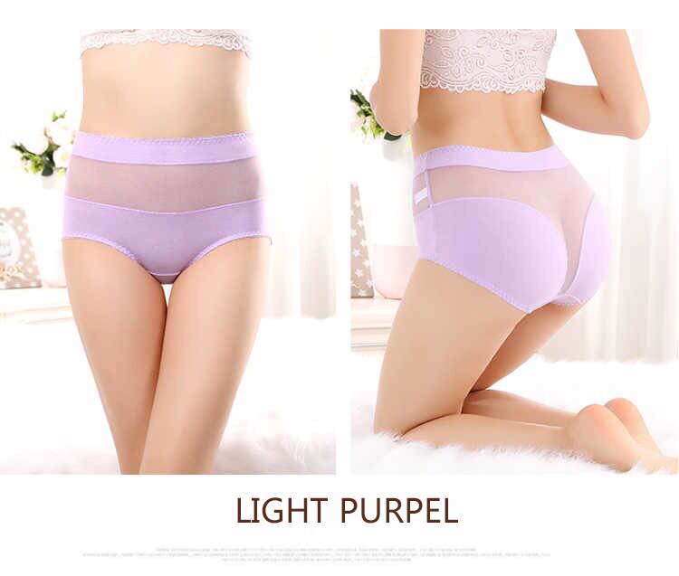 New style push up ladies cotton high waist hip-lift sexy panties high-elasticity plus size mesh lace triangular underwear women