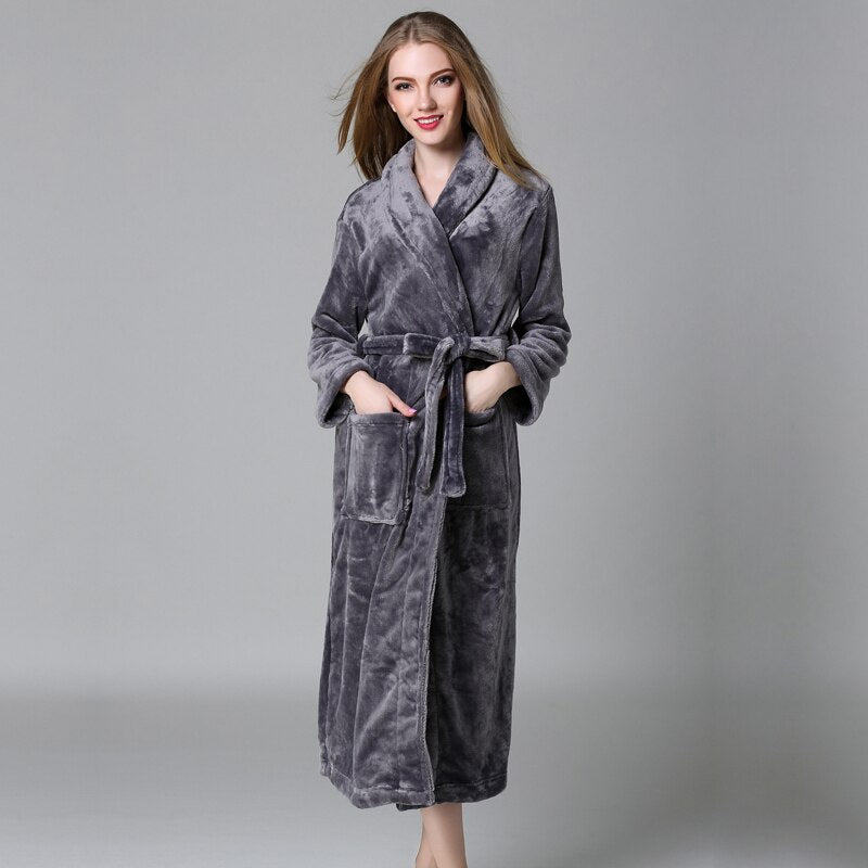 Plus size winter couples bathrobes women quality thicken robes coral velvet kimono robes women long-sleeved dressing gown