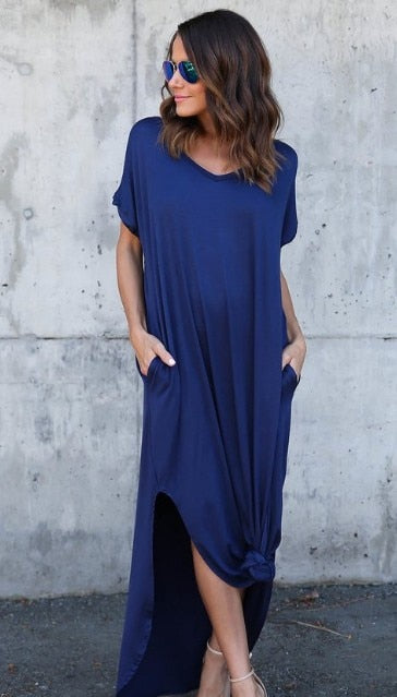 Plus Size 5XL Sexy Women Dress Summer Solid Casual Short Sleeve Maxi Dress For Women Long Dress Vestidos Lady Dresses Oversized