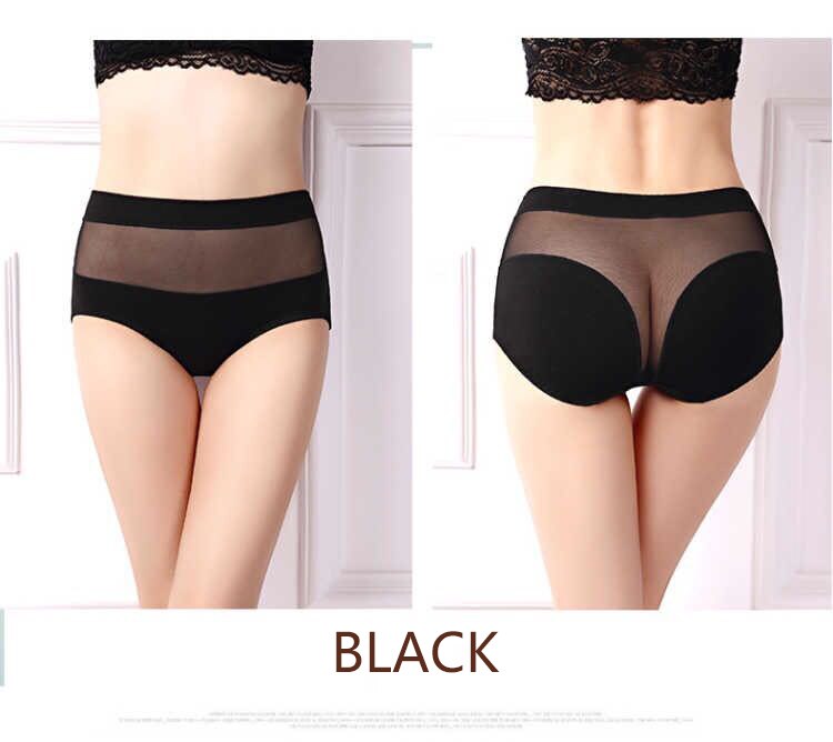 New style push up ladies cotton high waist hip-lift sexy panties high-elasticity plus size mesh lace triangular underwear women