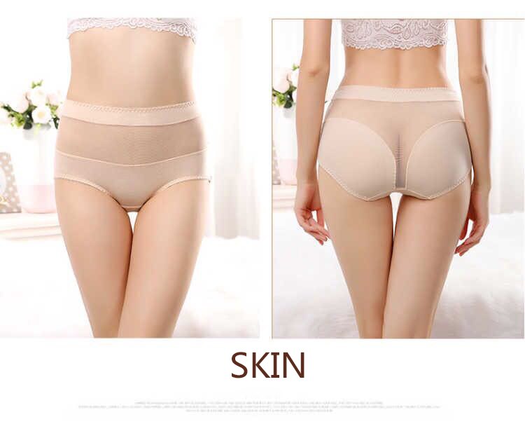 New style push up ladies cotton high waist hip-lift sexy panties high-elasticity plus size mesh lace triangular underwear women