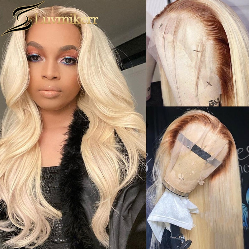 Hd Transparent Lace Wigs Colored Ombre Blonde 250 Density Straight Lace Front Wig Full 613 Lace Frontal 40 Inches Human Hair Wig