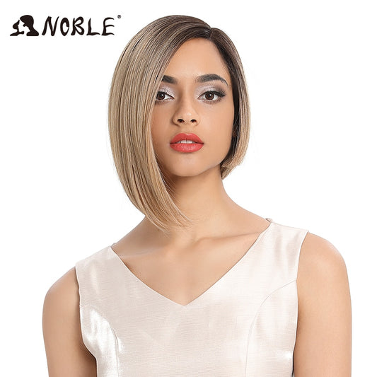 Noble Wigs For Women Synthetic Lace Wig Straight  Short Wig 12&quot; Ombre Blonde Wig Synthetic Lace Wig Cosplay Blonde Lace Wig